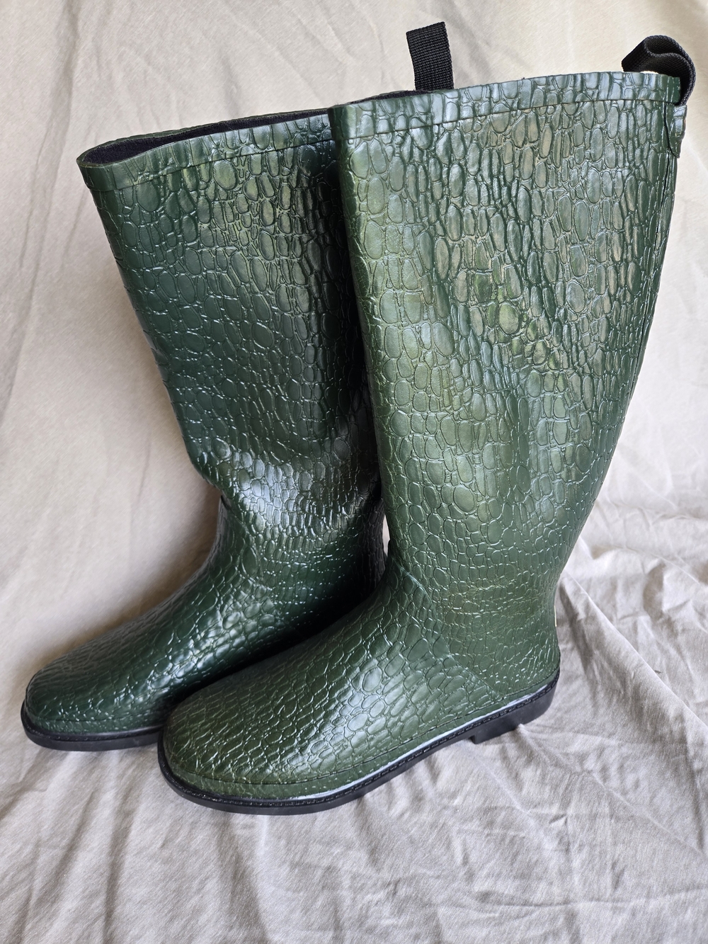 Muck Boot Company Wellies Croc Rain Boots Green Tall Crocodile Embossed Size 9